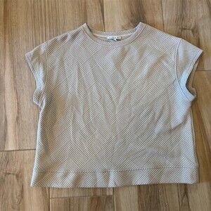 See and Be Seen Sweater Top Womens Small Beige Textured Geometric Knit